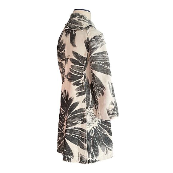 2008 Peachoo + Krejberg Black‎ And Cream Floral Print Dress Coat Size Small - Picture 3 of 9